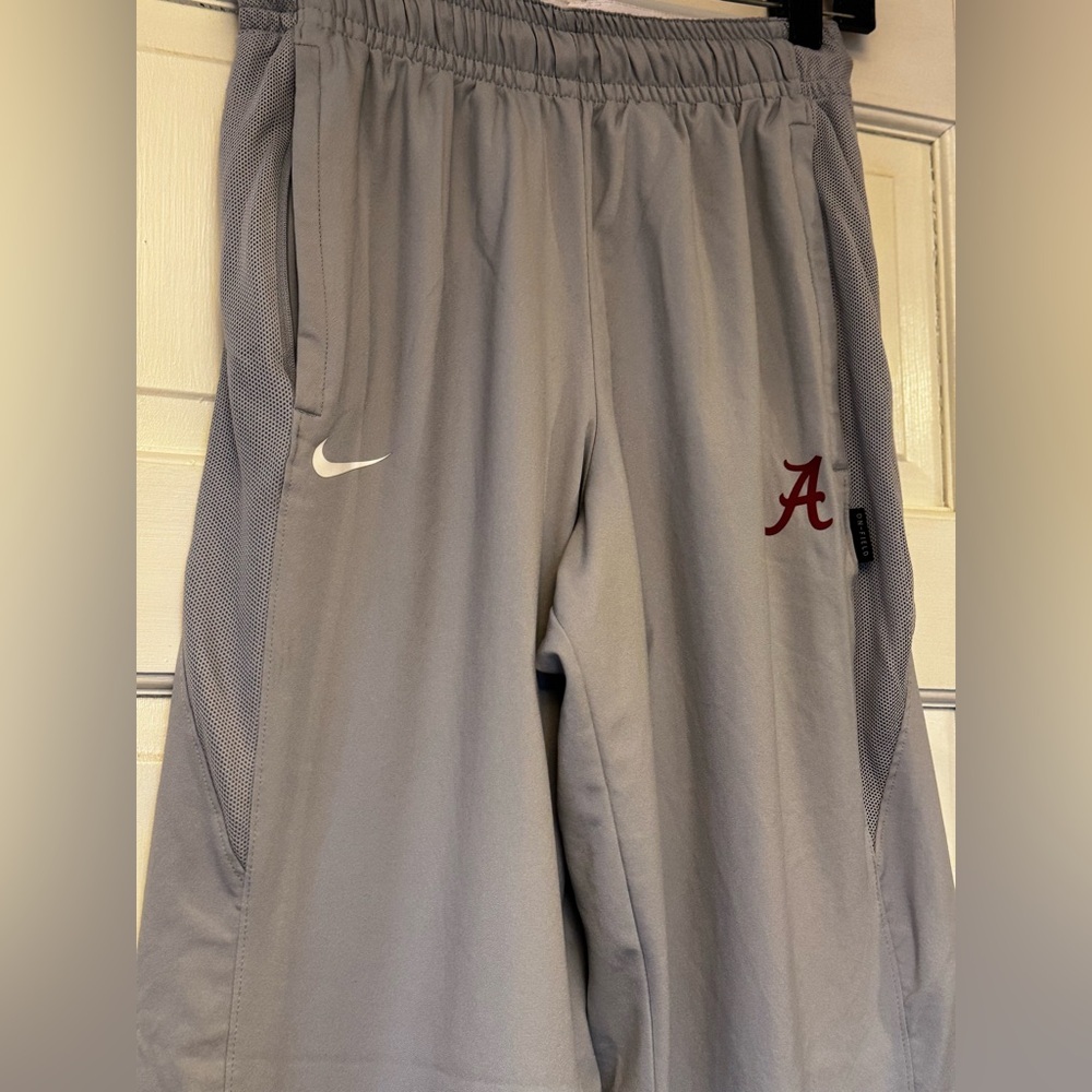 Nike Gray Track Pants with Red Logo